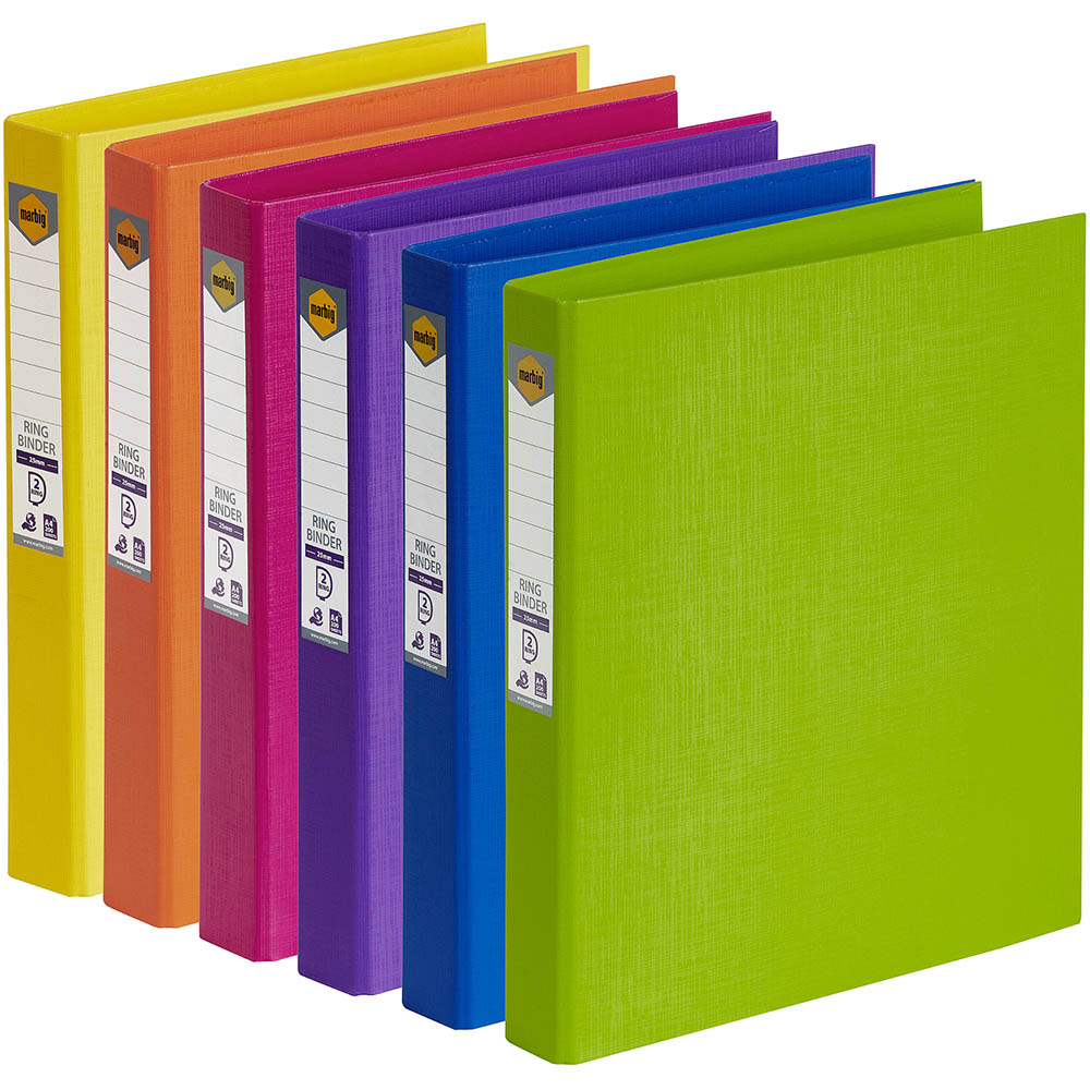 Image for MARBIG LINEN RING BINDER PE 2D 25MM A4 ASSORTED from Office Express