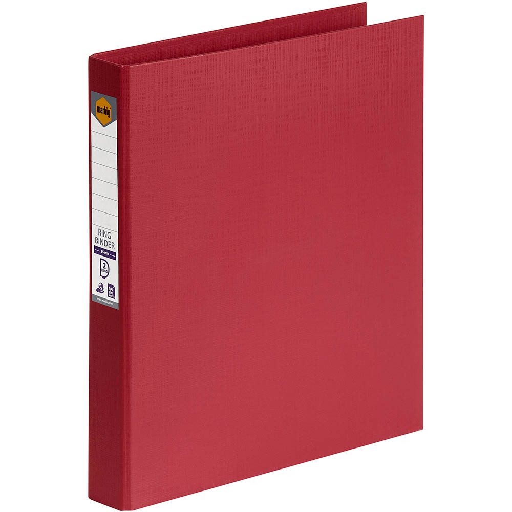 Image for MARBIG LINEN RING BINDER PE 2D 25MM A4 DEEP RED from BusinessWorld Computer & Stationery Warehouse