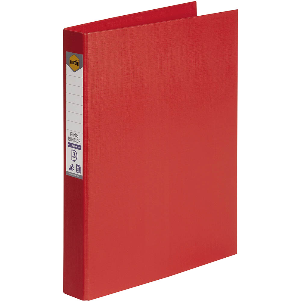 Image for MARBIG LINEN RING BINDER PE 3D 25MM A4 RED from Australian Stationery Supplies