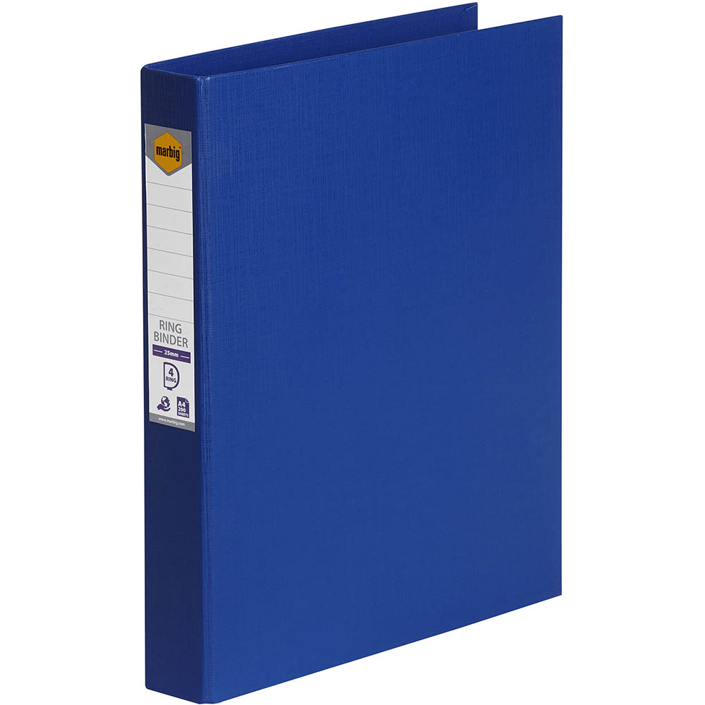 Image for MARBIG LINEN RING BINDER PE 4D 25MM A4 BLUE from Australian Stationery Supplies