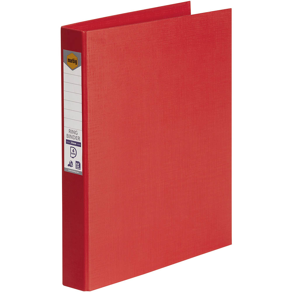 Image for MARBIG LINEN RING BINDER PE 4D 25MM A4 RED from Mercury Business Supplies