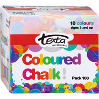 texta chalk dustless assorted colours pack 100