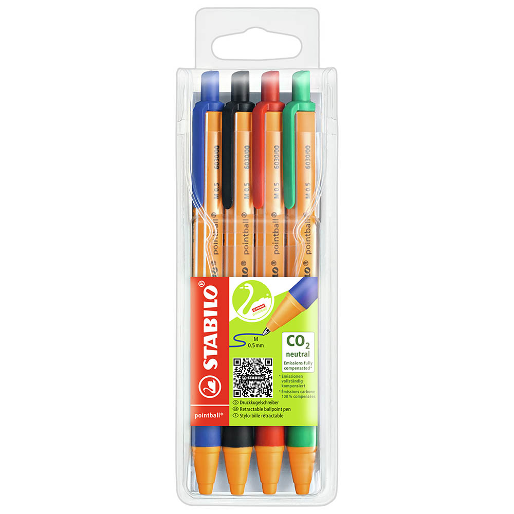 Image for STABILO POINTBALL BALLPOINT PEN 0.5MM ASSORTED PACK 4 from BusinessWorld Computer & Stationery Warehouse