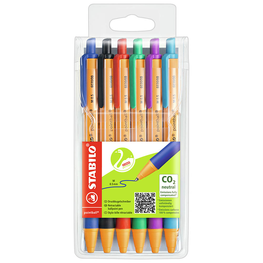 Image for STABILO POINTBALL BALLPOINT PEN 0.5MM ASSORTED PACK 6 from BusinessWorld Computer & Stationery Warehouse