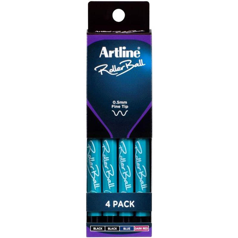 Image for ARTLINE ROLLERBALL PEN 0.5MM ASSTORTED PACK 4 from Office Express
