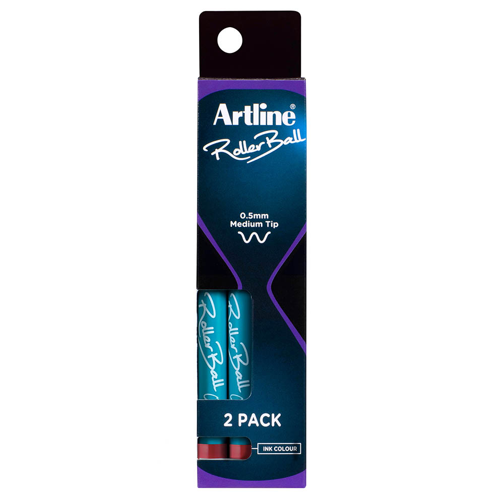 Image for ARTLINE ROLLERBALL PEN 0.5MM RED PACK 2 from Office Express