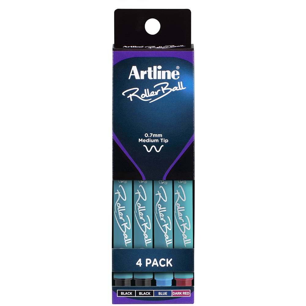 Image for ARTLINE ROLLERBALL PEN 0.7MM ASSTORTED PACK 4 from Challenge Office Supplies