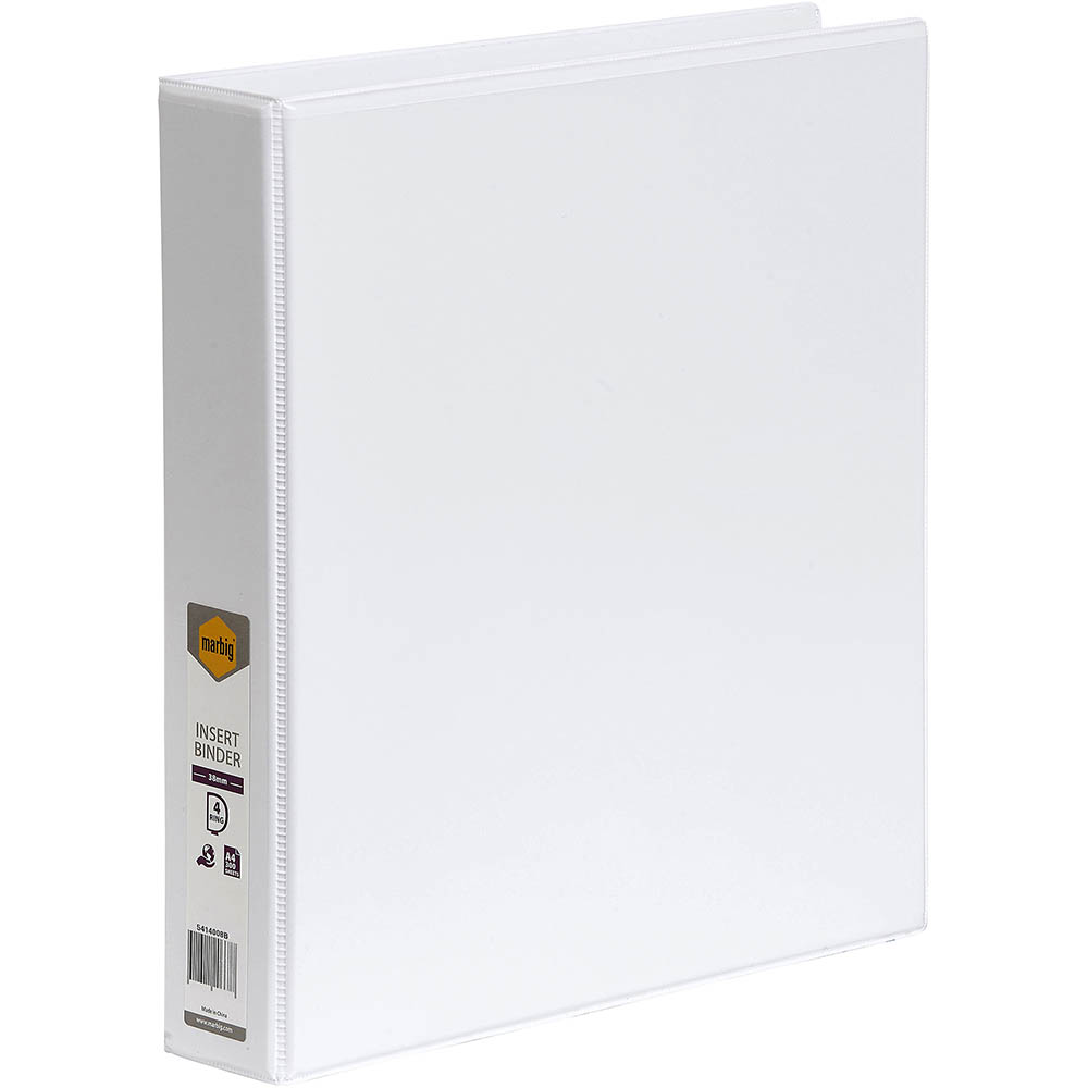 Image for MARBIG ENVIRO INSERT RING BINDER 4D 38MM A4 WHITE from BusinessWorld Computer & Stationery Warehouse