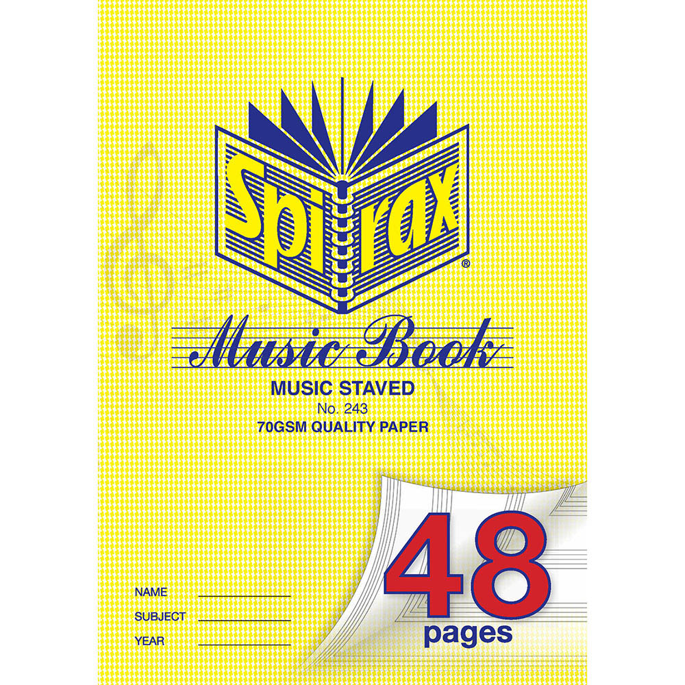 Image for SPIRAX 243 MUSIC BOOK 48 PAGE A4 from Mitronics Corporation