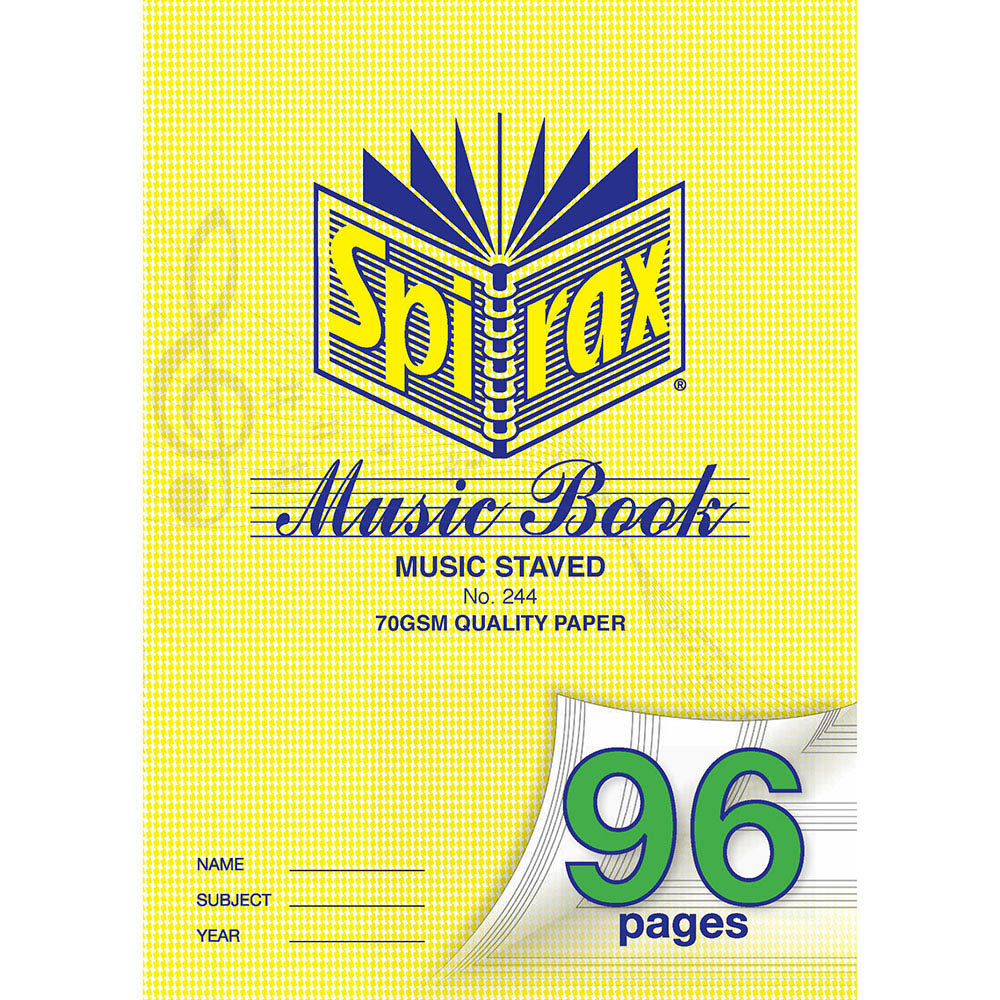 Image for SPIRAX 244 MUSIC BOOK 96 PAGE A4 from Mitronics Corporation