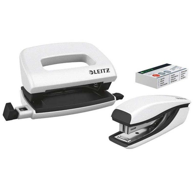 Image for LEITZ NEXXT WOW STAPLER AND PUNCH SET MINI WHITE from Mitronics Corporation