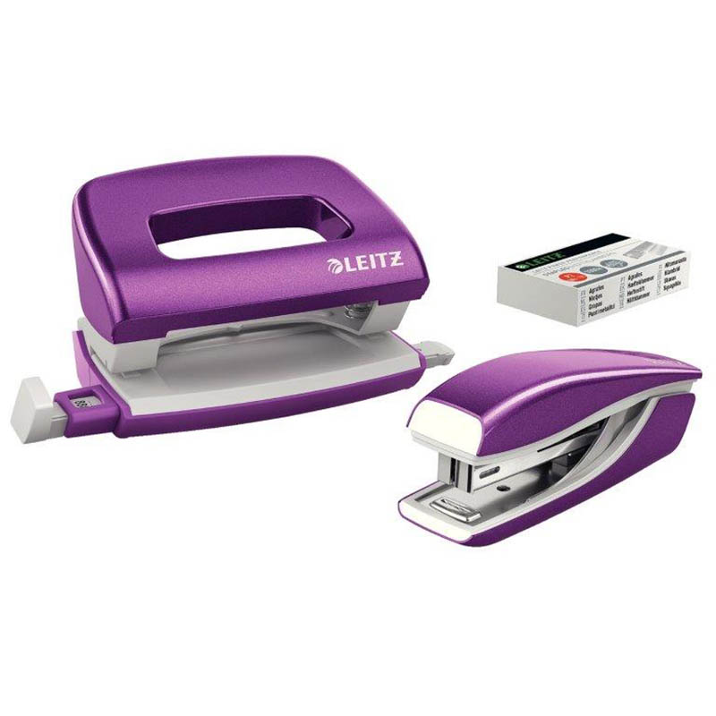 Image for LEITZ NEXXT WOW STAPLER AND PUNCH SET MINI PURPLE from Mitronics Corporation
