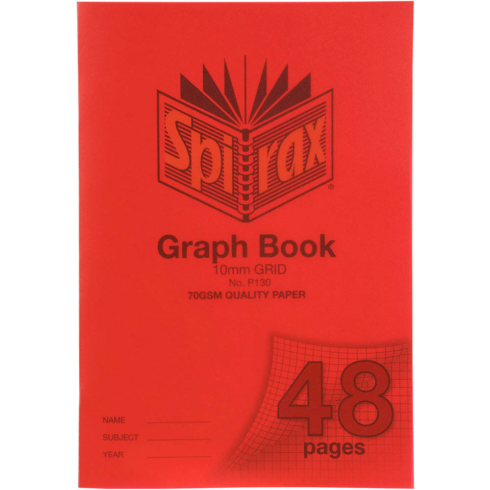 Image for SPIRAX P130 GRAPH BOOK 10MM GRID 48 PAGE A4 RED from ALLBIZ Office Supplies