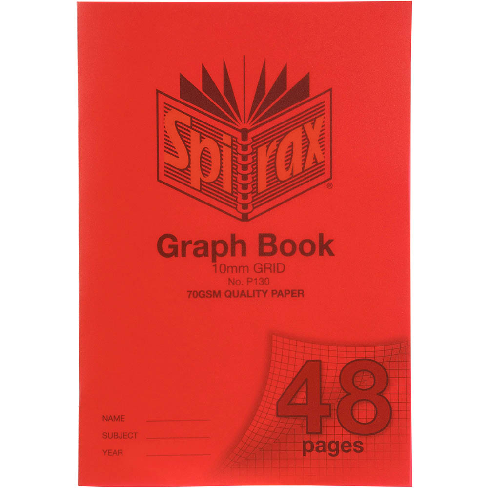 Image for SPIRAX P130 GRAPH BOOK 10MM GRID 48 PAGE A4 RED from Mercury Business Supplies