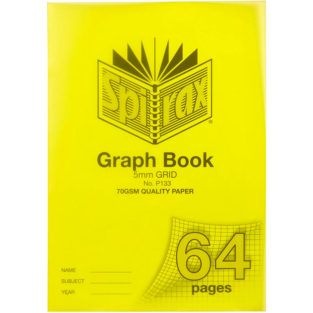 Image for SPIRAX P133 GRAPH BOOK 5MM GRID 64 PAGE A4 YELLOW from Pinnacle Office Supplies