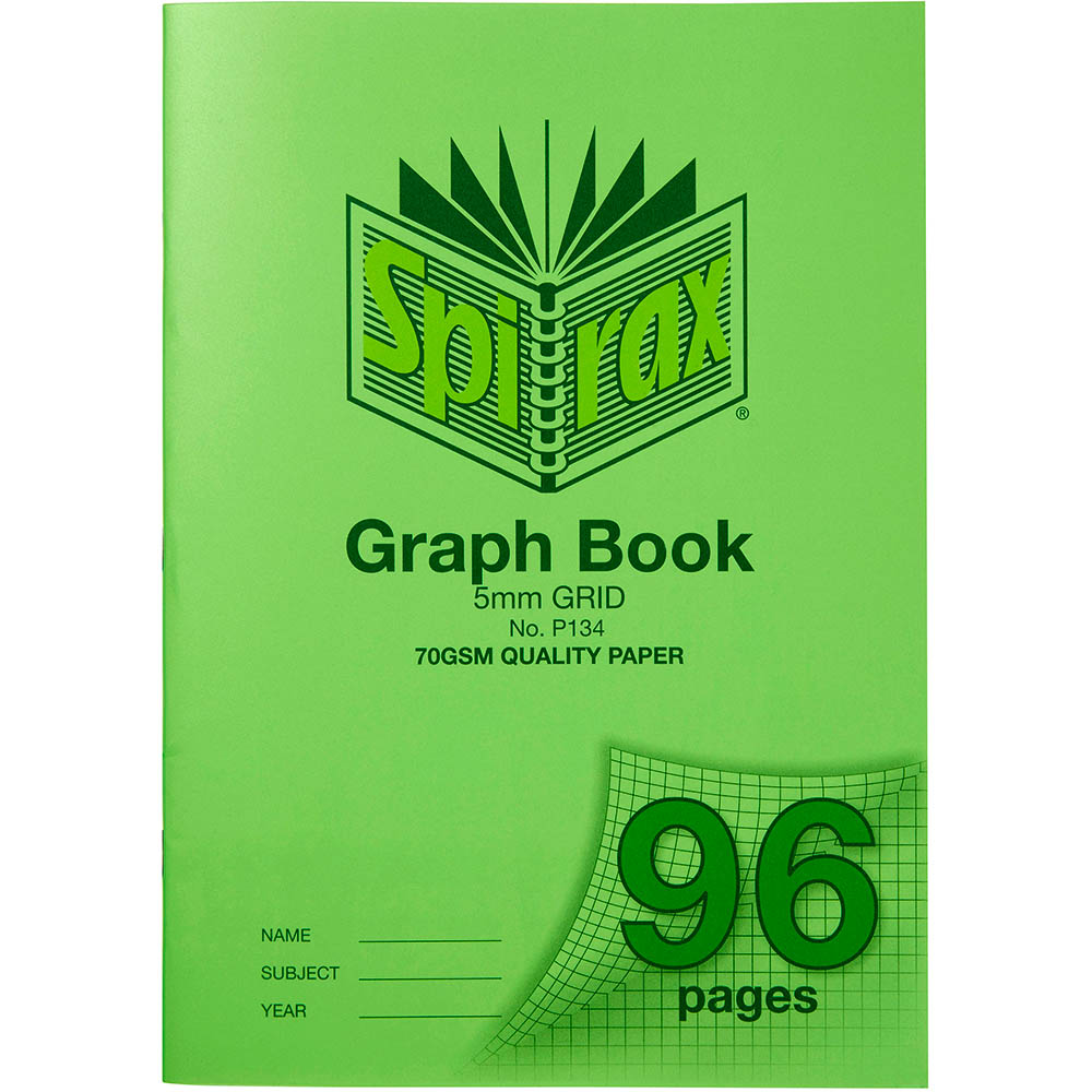 Image for SPIRAX P134 GRAPH BOOK 5MM GRID 96 PAGE A4 GREEN from Eastland Office Supplies