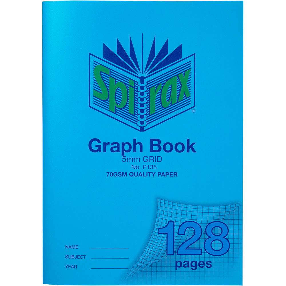 Image for SPIRAX P135 GRAPH BOOK 5MM GRID 128 PAGE A4 BLUE from Mitronics Corporation