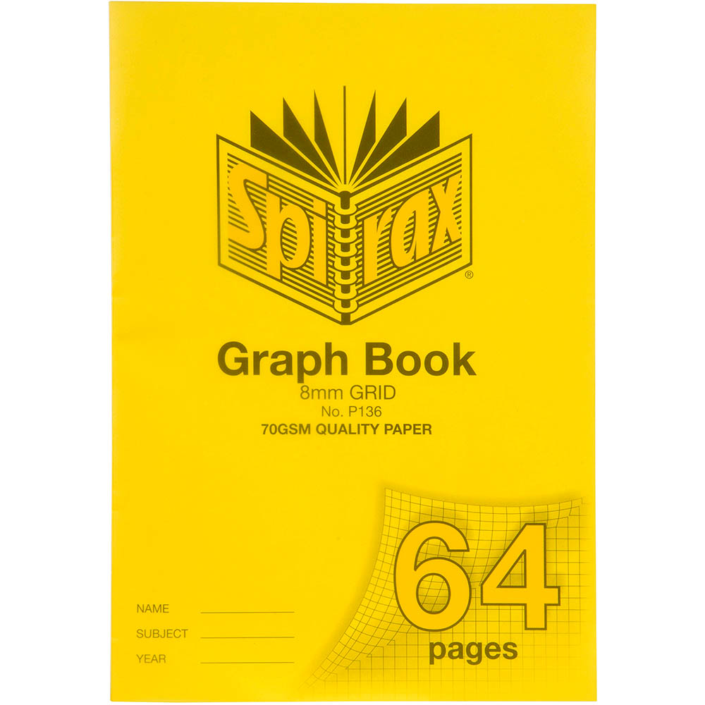 Image for SPIRAX P136 GRAPH BOOK 8MM GRID 64 PAGE A4 YELLOW from Mercury Business Supplies