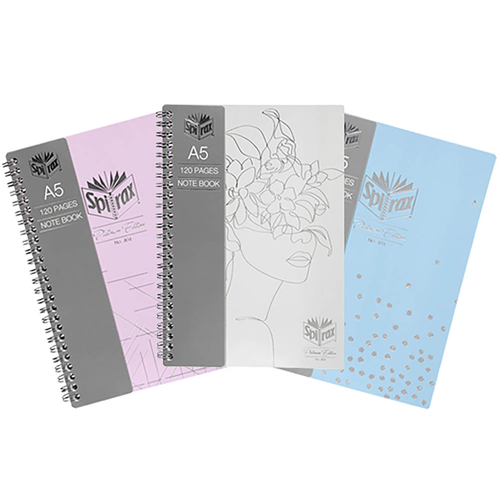 Image for SPIRAX PLATINUM EDITION NOTEBOOK SIDE OPEN 120 PAGE A5 ASSORTED from Positive Stationery