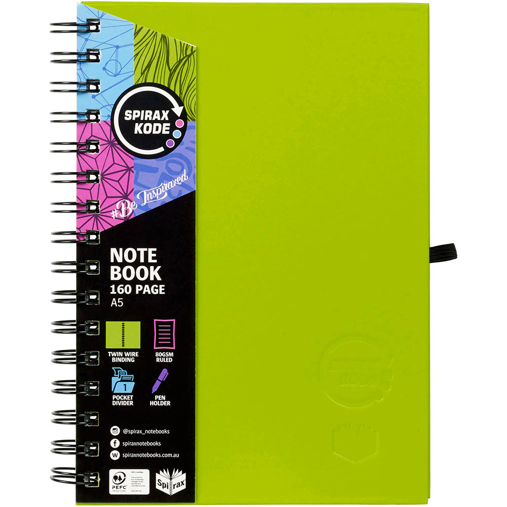 Image for SPIRAX 511 KODE HARD COVER NOTEBOOK 160 PAGE A5 ASSORTED from Memo Office and Art