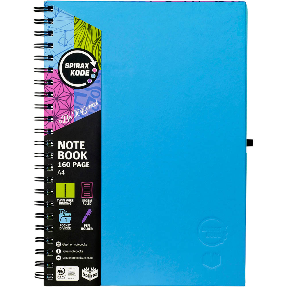Image for SPIRAX 512 KODE HARD COVER NOTEBOOK 160 PAGE A4 ASSORTED from Mitronics Corporation