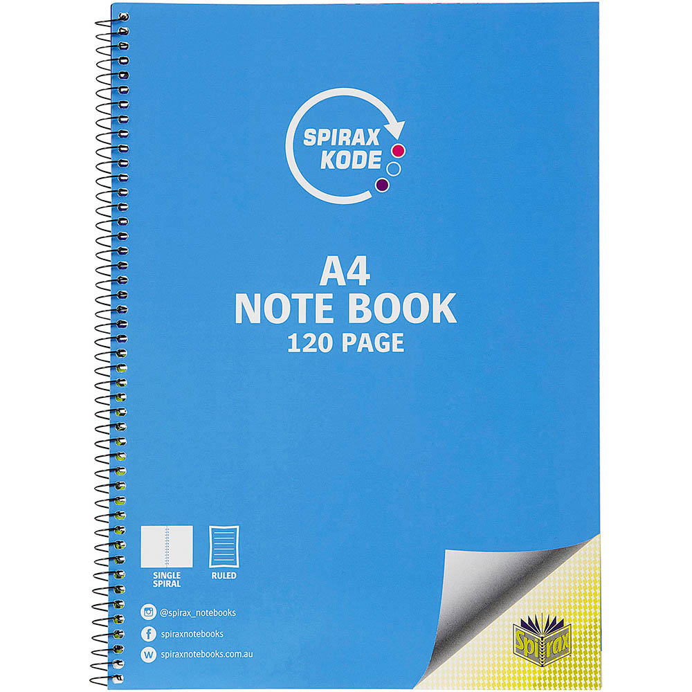 Image for SPIRAX 957 KODE NOTEBOOK 7MM RULED SIDE OPEN 120 PAGE A4 from Prime Office Supplies