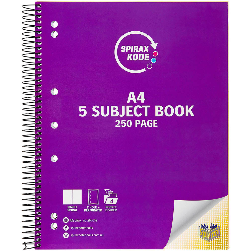 Image for SPIRAX 960 KODE 5-SUBJECT NOTEBOOK 250 PAGE A4 from Mitronics Corporation