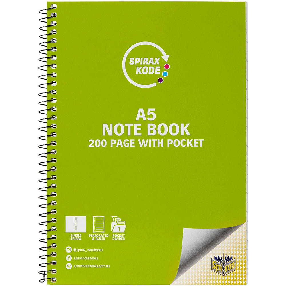 Image for SPIRAX 963 KODE NOTEBOOK 7MM RULED SIDE OPEN 200 PAGE A5 from York Stationers