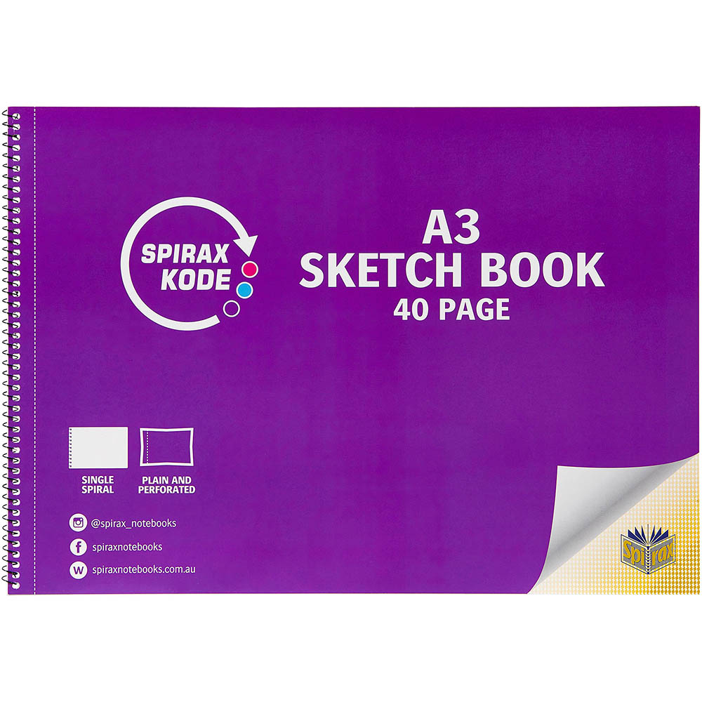 Image for SPIRAX 965 KODE SKETCHBOOK SIDE OPEN 40 PAGE A3 from York Stationers