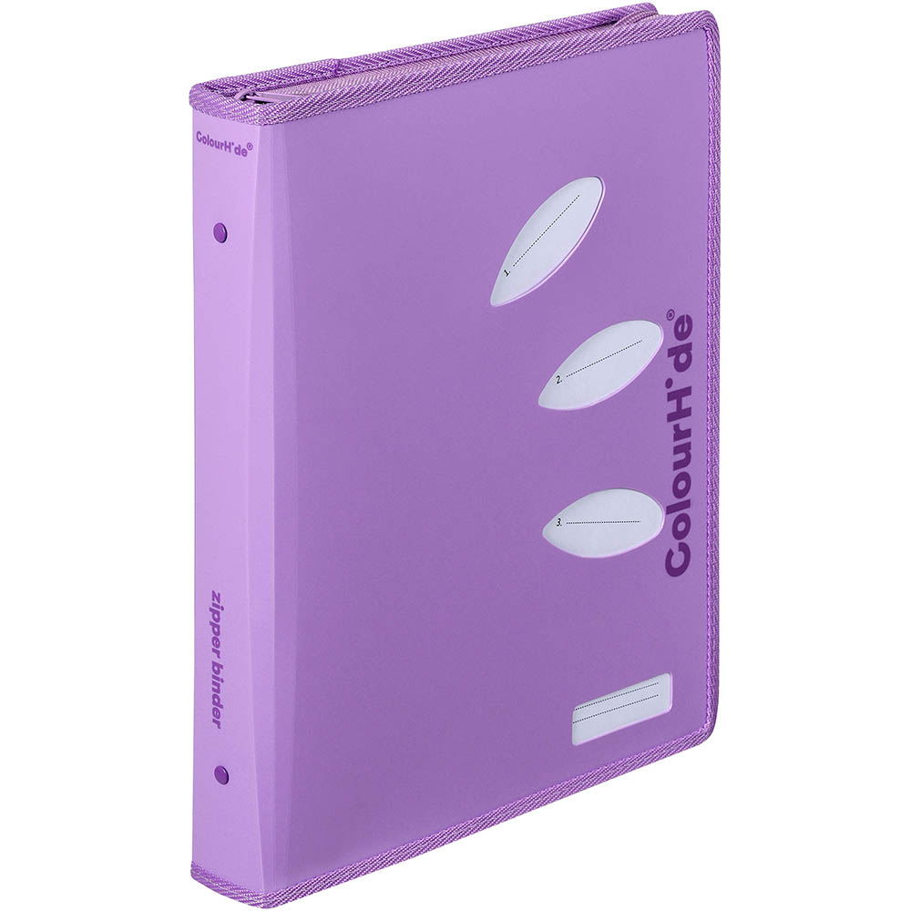 Image for COLOURHIDE ZIP RING BINDER PP 2D 25MM A4 PURPLE from Memo Office and Art