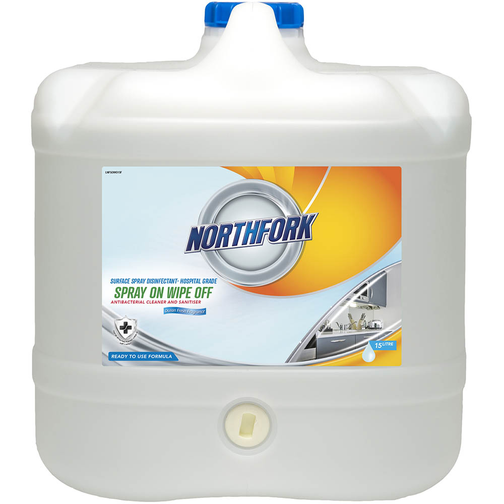 Image for NORTHFORK SURFACE SPRAY DISINFECTANT HOSPITAL GRADE SPRAY ON WIPE OFF 15 LITRE from BusinessWorld Computer & Stationery Warehouse