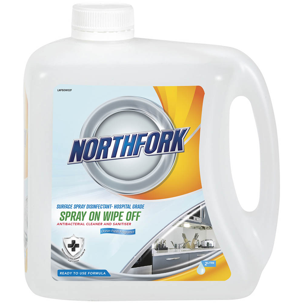 Image for NORTHFORK SURFACE SPRAY DISINFECTANT HOSPITAL GRADE SPRAY ON WIPE OFF 2 LITRE from Office Heaven