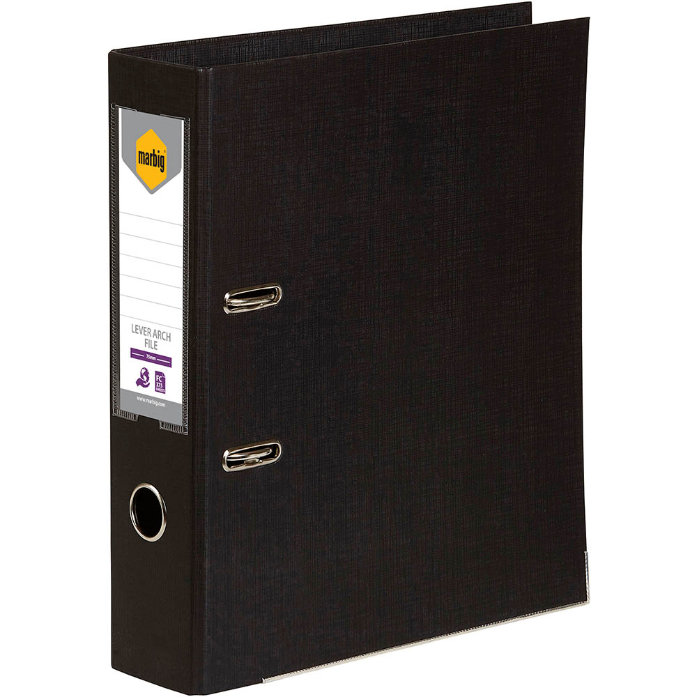 Image for MARBIG LEVER ARCH FILE 75MM FOOLSCAP BLACK from Mitronics Corporation
