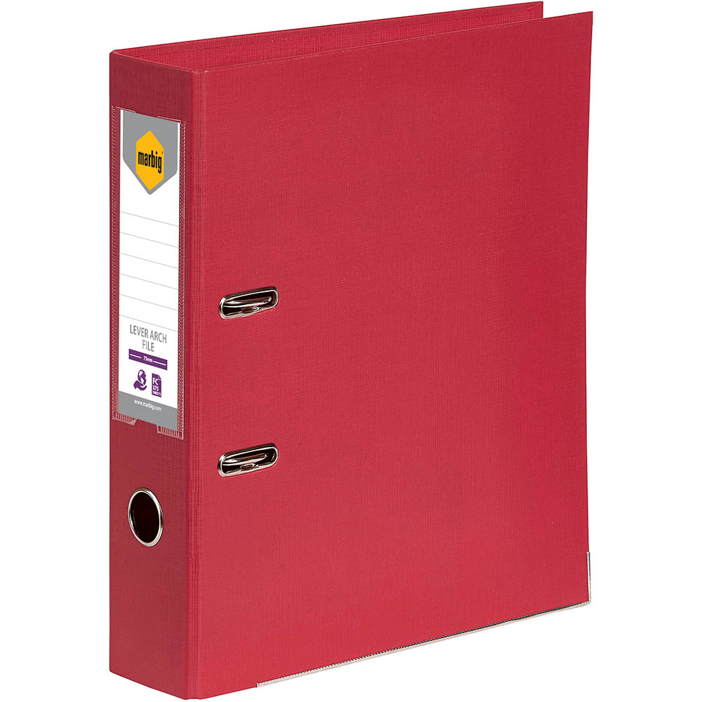 Image for MARBIG LEVER ARCH FILE 75MM FOOLSCAP DEEP RED from That Office Place PICTON