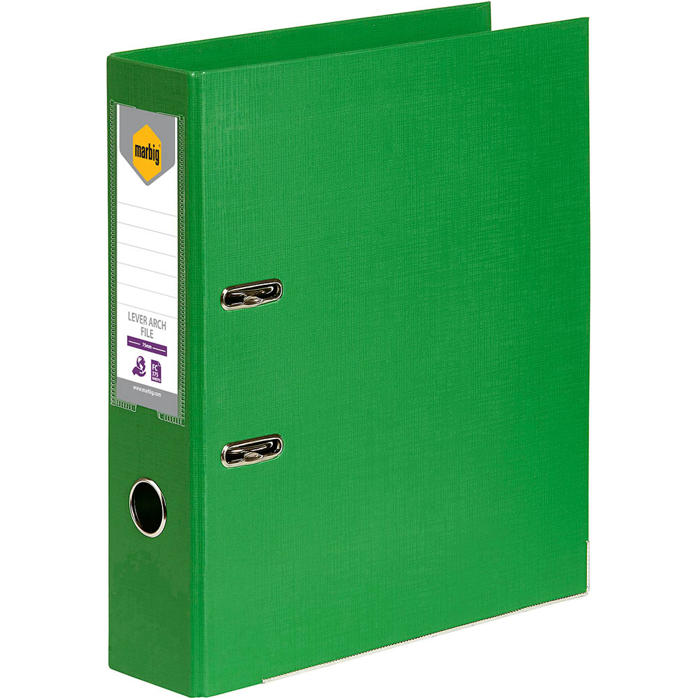 Image for MARBIG LEVER ARCH FILE 75MM FOOLSCAP GREEN from Clipboard Stationers & Art Supplies