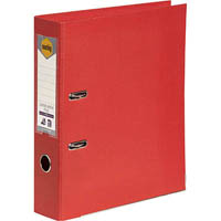 marbig linen lever arch file pe 75mm a4 bright red