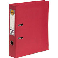 marbig linen lever arch file pe 75mm a4 deep red