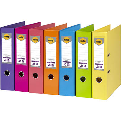 Image for MARBIG LINEN LEVER ARCH FILE PE 75MM A4 ASSORTED PACK 10 from That Office Place PICTON