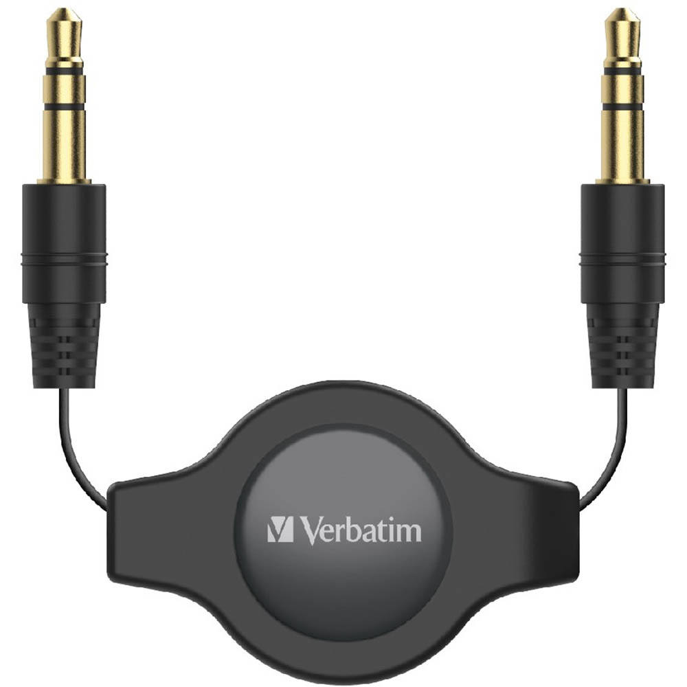 Image for VERBATIM AUX AUDIO CABLE RETRACTABLE 3.5MM 750MM BLACK from ONET B2C Store