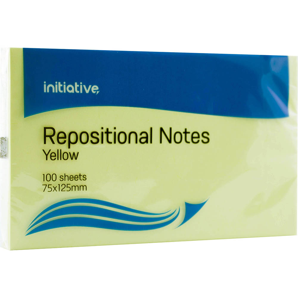 Image for INITIATIVE REPOSITIONAL NOTES 75 X 125MM YELLOW PACK 12 from BusinessWorld Computer & Stationery Warehouse