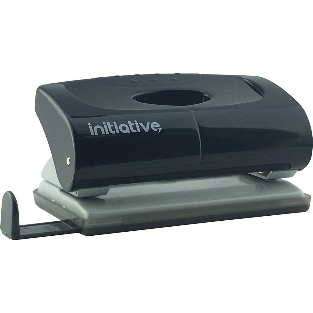 Image for INITIATIVE HOLE PUNCH 2 HOLE 12 SHEET SMALL PLASTIC BLACK from York Stationers