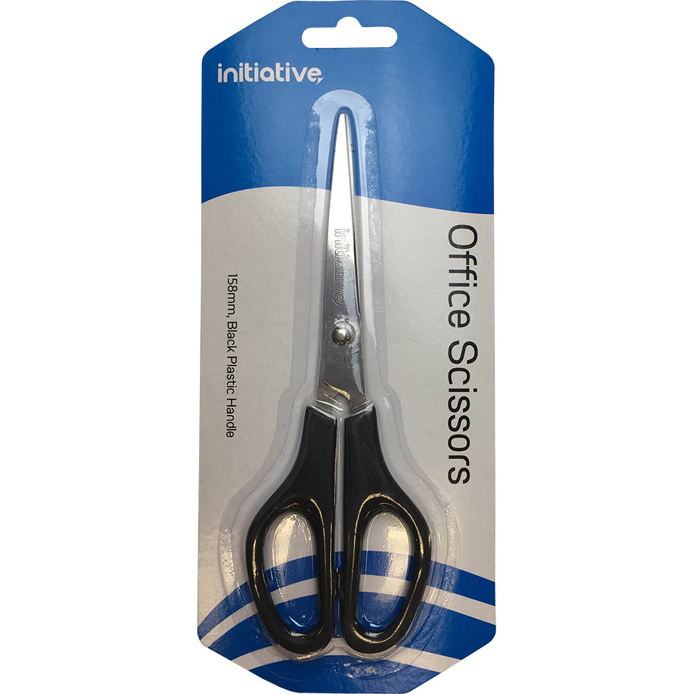 Image for INITIATIVE SCISSOR PLASTIC HANDLE 158MM BLACK from York Stationers