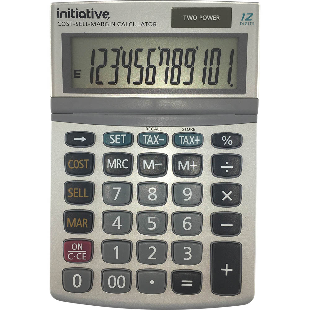 Image for INITIATIVE DESKTOP CALCULATOR 12 DIGIT DUAL POWERED SMALL GREY from Eastland Office Supplies