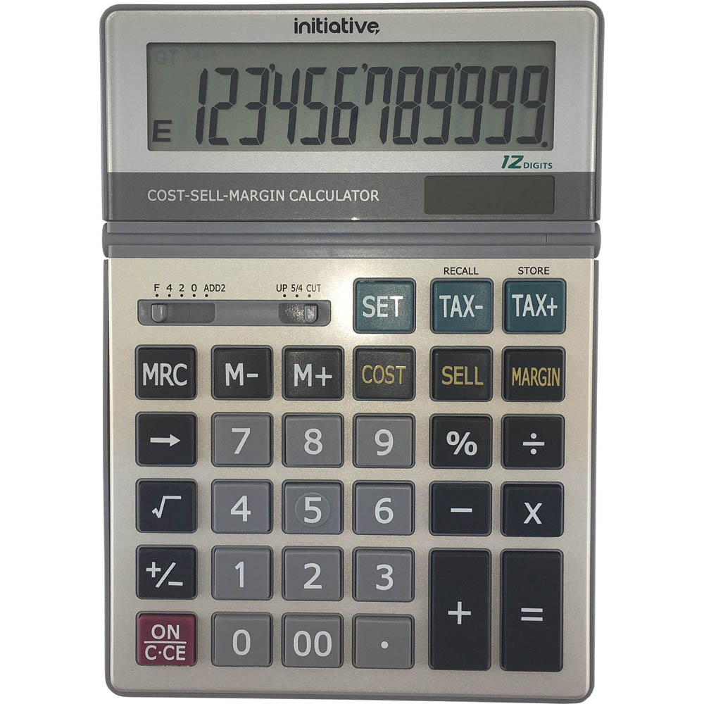 Image for INITIATIVE DESKTOP CALCULATOR 12 DIGIT DUAL POWERED LARGE GREY from Prime Office Supplies