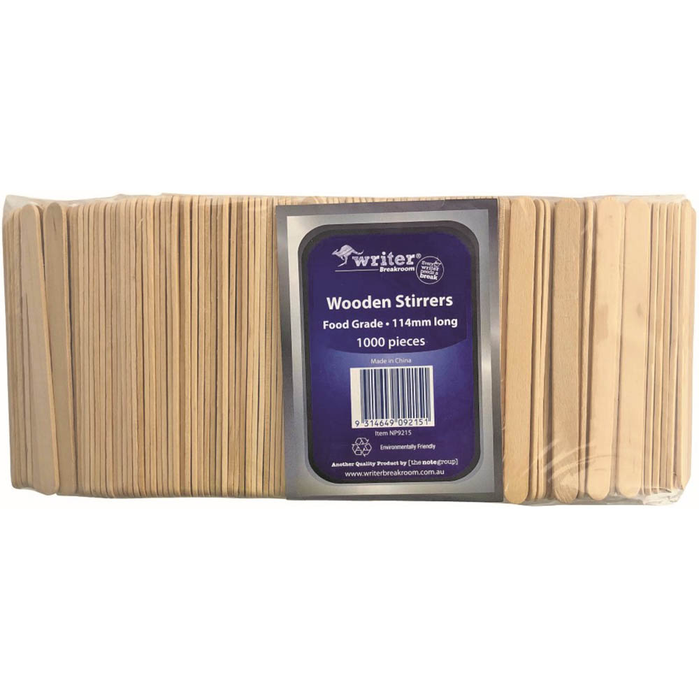 Image for WRITER BREAKROOM ECO WOODEN STIRRER 114MM NATURAL PACK 1000 from Memo Office and Art