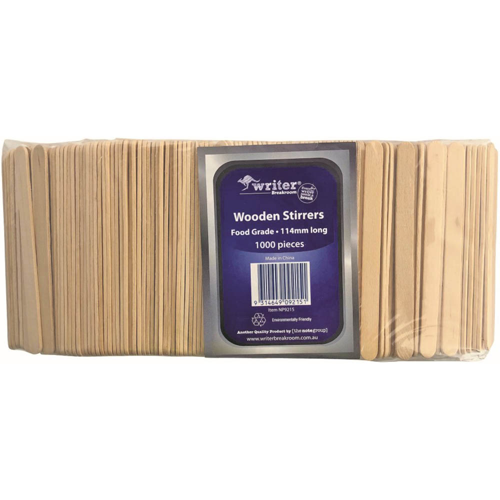 Image for WRITER BREAKROOM ECO WOODEN STIRRER 114MM NATURAL PACK 1000 from Challenge Office Supplies