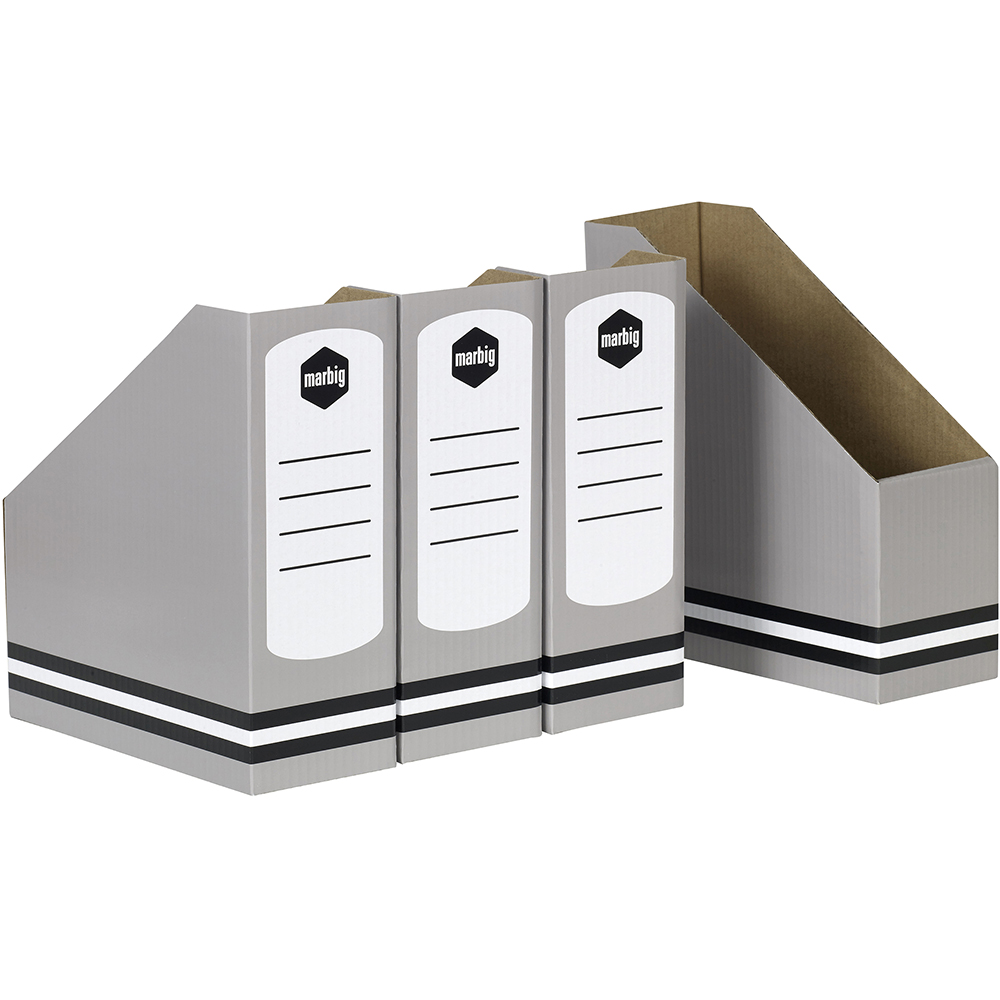 Image for MARBIG MAGAZINE BOX GREY PACK 4 from Olympia Office Products