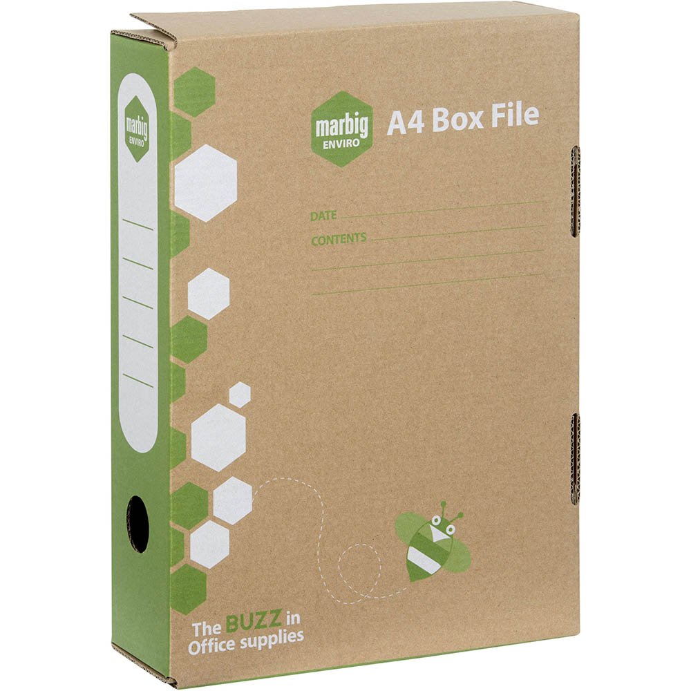 Image for MARBIG ENVIRO BOX FILE SPRING FITTING 80MM A4 80MM KRAFT from BusinessWorld Computer & Stationery Warehouse