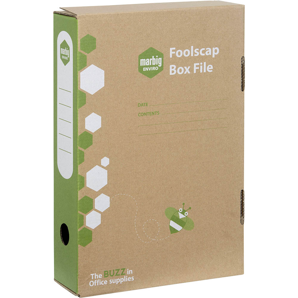 Image for MARBIG ENVIRO BOX FILE SPRING FITTING 80MM FOOLSCAP KRAFT from Office Express