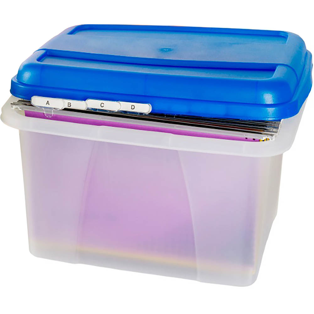 Image for CRYSTALFILE PORTA STORAGE BOX 32 LITRE BLUE/CLEAR from Clipboard Stationers & Art Supplies